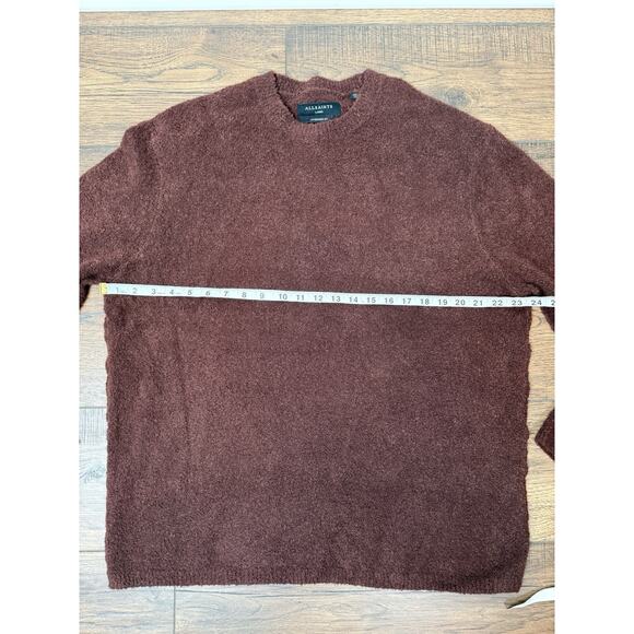 AllSaints Eamont Crewneck Sweater Oversized Fit Mens Large Maroon Red Cozy150 - Picture 4 of 7